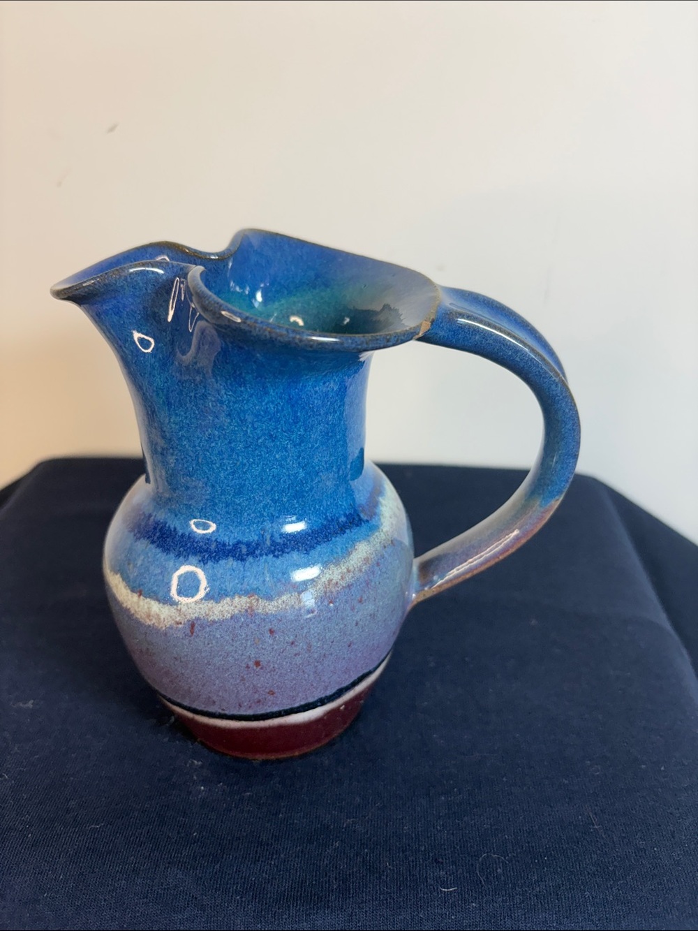 Studio Art Pottery Pitcher with Southwest Sunset Drip Glaze